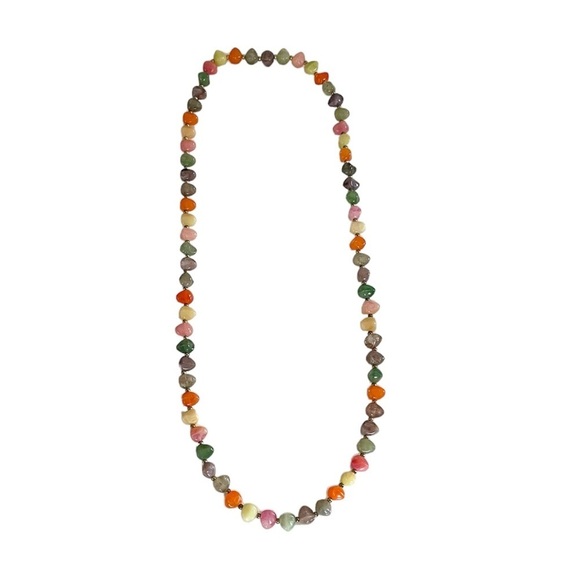 Multi-Colored Shiny Faux Stone (Plastic-like) Necklace - Picture 3 of 12